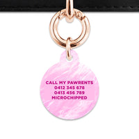 Bailey And Bone Pet ID Tag Pink Marble Pet Tag