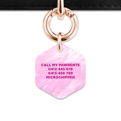 Bailey And Bone Pet ID Tag Pink Marble Pet Tag