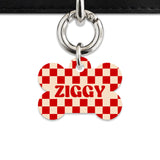 Bailey And Bone Pet ID Tag Red And Beige Checkers Pet Tag
