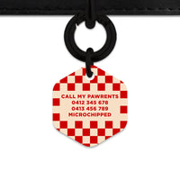 Bailey And Bone Pet ID Tag Red And Beige Checkers Pet Tag