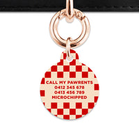 Bailey And Bone Pet ID Tag Red And Beige Checkers Pet Tag
