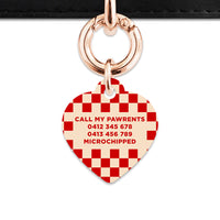 Bailey And Bone Pet ID Tag Red And Beige Checkers Pet Tag
