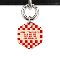 Bailey And Bone Pet ID Tag Red And Beige Checkers Pet Tag