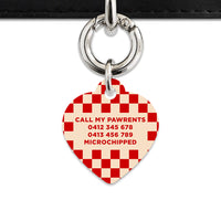 Bailey And Bone Pet ID Tag Red And Beige Checkers Pet Tag