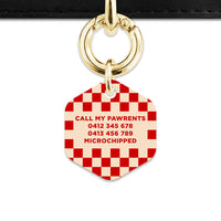 Bailey And Bone Pet ID Tag Red And Beige Checkers Pet Tag