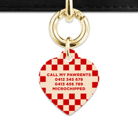 Bailey And Bone Pet ID Tag Red And Beige Checkers Pet Tag