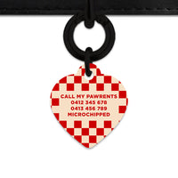 Bailey And Bone Pet ID Tag Red And Beige Checkers Pet Tag