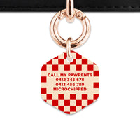 Bailey And Bone Pet ID Tag Red And Beige Checkers Pet Tag