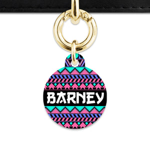 Bailey And Bone Pet ID Tag Retro Shapes Pattern Pet Tag