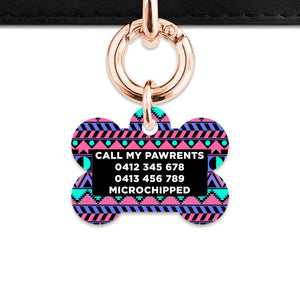 Bailey And Bone Pet ID Tag Retro Shapes Pattern Pet Tag