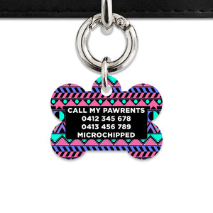 Bailey And Bone Pet ID Tag Retro Shapes Pattern Pet Tag