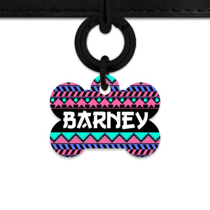Bailey And Bone Pet ID Tag Retro Shapes Pattern Pet Tag