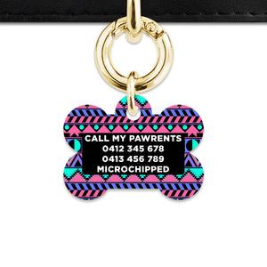 Bailey And Bone Pet ID Tag Retro Shapes Pattern Pet Tag