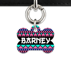 Bailey And Bone Pet ID Tag Retro Shapes Pattern Pet Tag