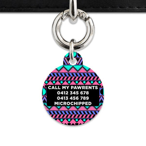 Bailey And Bone Pet ID Tag Retro Shapes Pattern Pet Tag