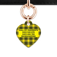 Bailey And Bone Pet ID Tag Yellow Tartan Pattern Pet Tag