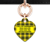 Bailey And Bone Pet ID Tag Yellow Tartan Pattern Pet Tag