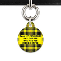 Bailey And Bone Pet ID Tag Yellow Tartan Pattern Pet Tag