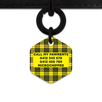 Bailey And Bone Pet ID Tag Yellow Tartan Pattern Pet Tag