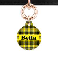 Bailey And Bone Pet ID Tag Yellow Tartan Pattern Pet Tag
