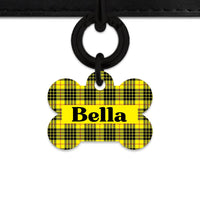 Bailey And Bone Pet ID Tag Yellow Tartan Pattern Pet Tag
