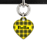Bailey And Bone Pet ID Tag Yellow Tartan Pattern Pet Tag
