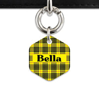 Bailey And Bone Pet ID Tag Yellow Tartan Pattern Pet Tag