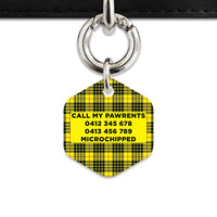 Bailey And Bone Pet ID Tag Yellow Tartan Pattern Pet Tag