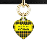 Bailey And Bone Pet ID Tag Yellow Tartan Pattern Pet Tag
