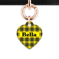 Bailey And Bone Pet ID Tag Yellow Tartan Pattern Pet Tag