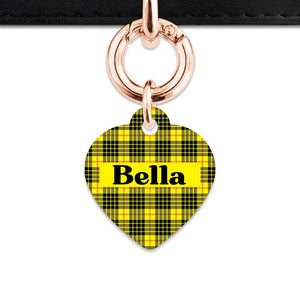 Bailey And Bone Pet ID Tag Yellow Tartan Pattern Pet Tag