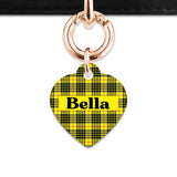Bailey And Bone Pet ID Tag Yellow Tartan Pattern Pet Tag