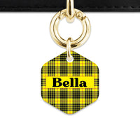 Bailey And Bone Pet ID Tag Yellow Tartan Pattern Pet Tag