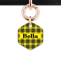 Bailey And Bone Pet ID Tag Yellow Tartan Pattern Pet Tag