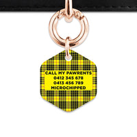 Bailey And Bone Pet ID Tag Yellow Tartan Pattern Pet Tag