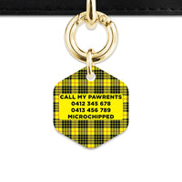 Bailey And Bone Pet ID Tag Yellow Tartan Pattern Pet Tag