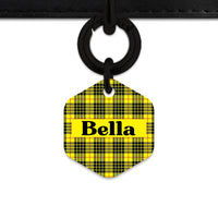 Bailey And Bone Pet ID Tag Yellow Tartan Pattern Pet Tag