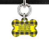 Bailey And Bone Pet ID Tag Yellow Tartan Pattern Pet Tag
