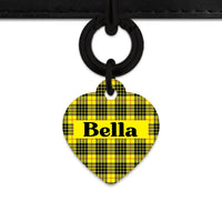 Bailey And Bone Pet ID Tag Yellow Tartan Pattern Pet Tag