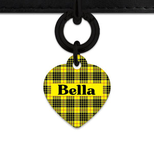 Bailey And Bone Pet ID Tag Yellow Tartan Pattern Pet Tag