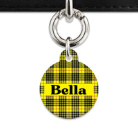 Bailey And Bone Pet ID Tag Yellow Tartan Pattern Pet Tag