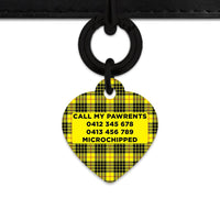 Bailey And Bone Pet ID Tag Yellow Tartan Pattern Pet Tag