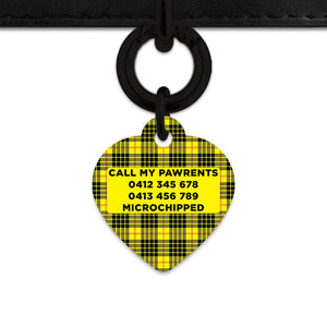 Bailey And Bone Pet ID Tag Yellow Tartan Pattern Pet Tag