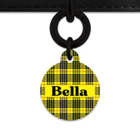 Bailey And Bone Pet ID Tag Yellow Tartan Pattern Pet Tag