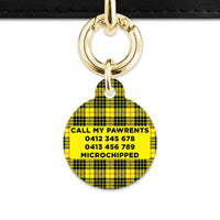 Bailey And Bone Pet ID Tag Yellow Tartan Pattern Pet Tag