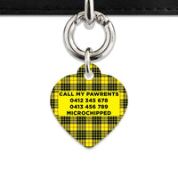 Bailey And Bone Pet ID Tag Yellow Tartan Pattern Pet Tag