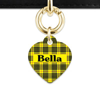 Bailey And Bone Pet ID Tag Yellow Tartan Pattern Pet Tag