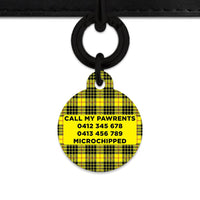 Bailey And Bone Pet ID Tag Yellow Tartan Pattern Pet Tag