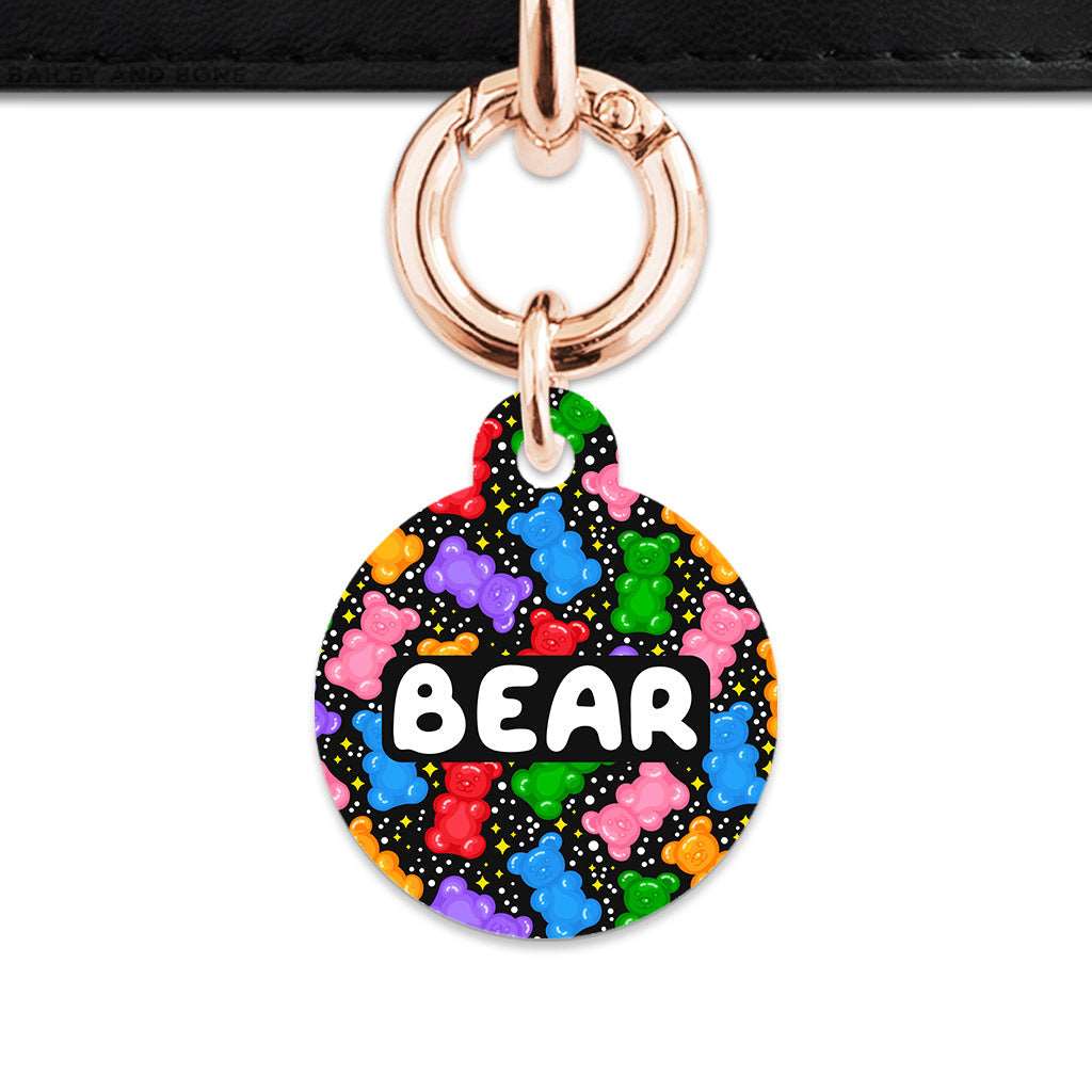 Bailey And Bone Pet ID Tags Circle / Rose Gold Black Gummy Bears Pet Tag