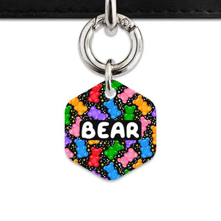 Bailey And Bone Pet ID Tags Hexagon / Silver Black Gummy Bears Pet Tag